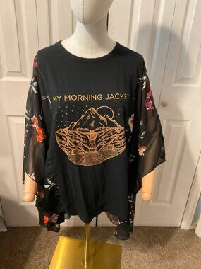 My Morning Jacket Upcycled Graphic T-Shirt with Flowy Floral Sleeves - OSFM